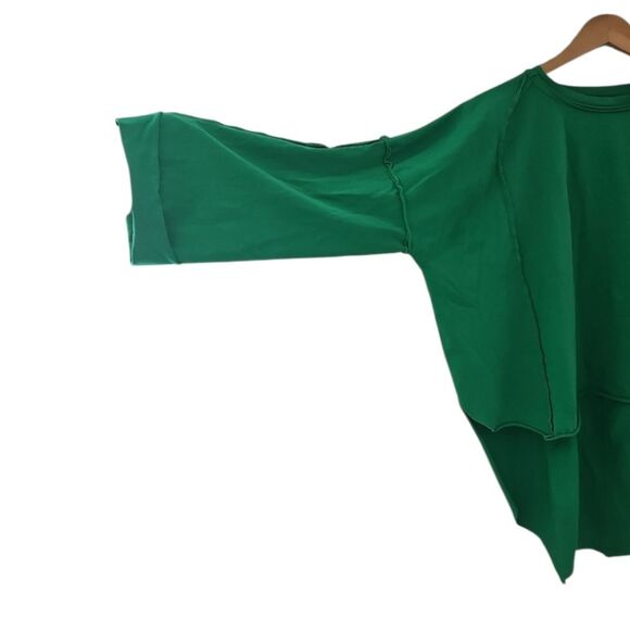 Green Layered High‑Low Raw‑Hem Tee Pullover Oversized Top Lagenlook Artsy Sz 1x - Picture 3 of 16